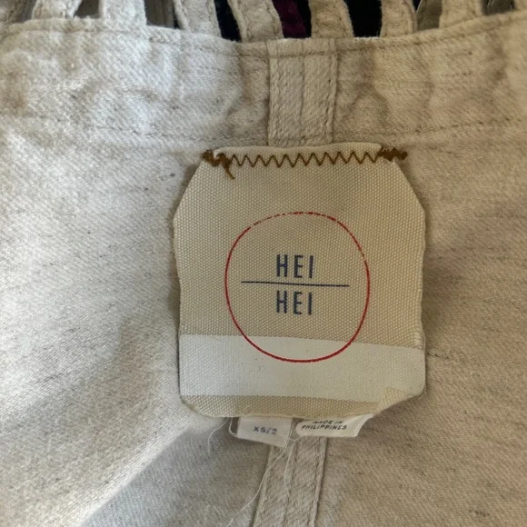 Anthropologie Beige Hei Hei Ladder Linen Cut Out Cropped Jacket Blazer XS/S - Picture 4 of 7